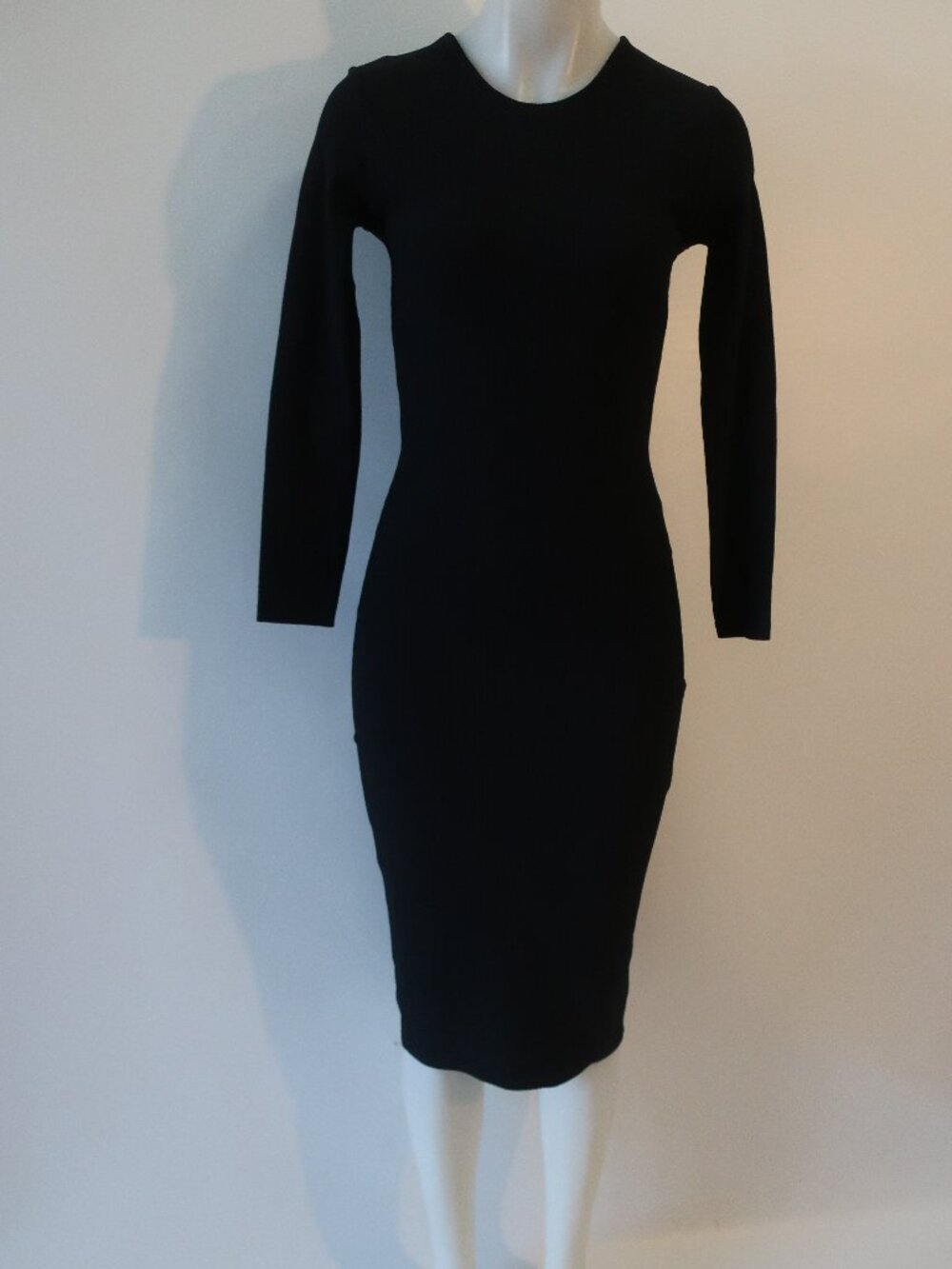Womens Nadia Tarr Black Ribbed Dress L